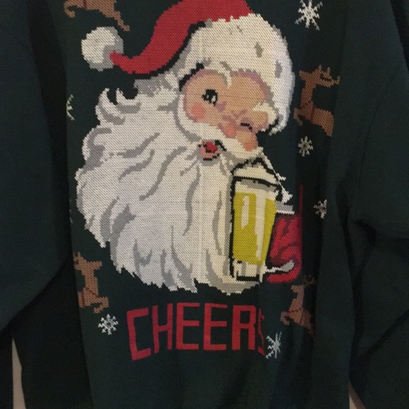 Santa Cheers🍻uni-Sex Sweatshirt Pre-❤️ed Sz XL🎅 - Picture 4 of 6